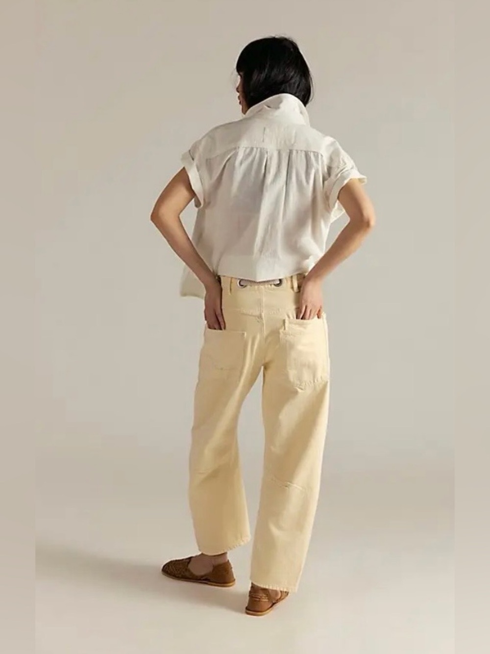 NWT FREE PEOPLE WE THE FREE MOXIE PULL ON BARREL JEANS - Picture 3 of 5